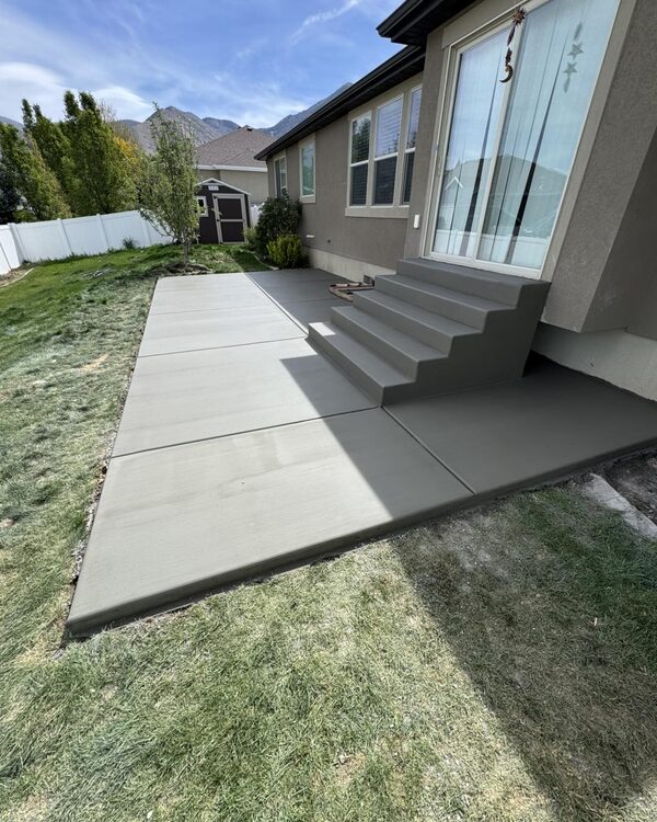 Freshly poured concrete slab and steps at a home in Marysville, WA
