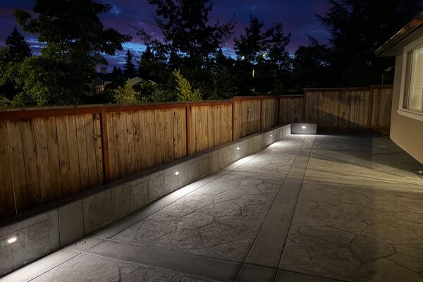 Stamped Patio with Lighting &mdash; concrete work by Cascade Concrete Works